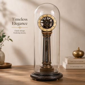 Art Deco Mechanical Metal Desk <b>Clock</b> with Glass Face <b>Vintage</b> Style Decorative Table | <b>Clock</b> for Home Office Living Room Decor - Product Image 3