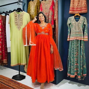 Nuevos Diseños de Salwar Kameez Pakistaní de Chinon Suave, Elegantes Vestidos Casuales Turcos e Indios, Abaya Lisa de Manga Larga, Vestido Musulmán para Mujer - Product Image 1