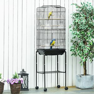 Grande Gabbia per Allevamento in Metallo con Supporto su Ruote, Cesto Portaoggetti e Accessori (XL) - Product Image 2