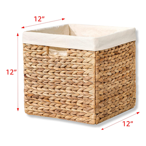 Cesta de lavandería hecha a mano con jacinto de agua y forro, cesta de almacenamiento plegable ecológica para sala de estar, venta al por mayor desde Vietnam - Product Image 2