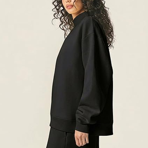 Custom Women's Mock Neck Pullover Sweatshirt Winter Polyester/Cotton Blend Oversized Long Sleeve Fleece Front Wholesale - Product Image 6