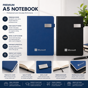 Libreta Promocional A5 con Cubierta de Cuero PU Premium, Logotipo Personalizado en Lámina Dorada, Cierre Elástico y Presilla para Bolígrafo, Ideal para Reuniones, Estudios y Regalos - Product Image 2