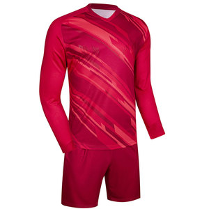 Tenue de football rouge foncé pour hommes, manches longues, haute élasticité, short extensible avec cordon de serrage, impression par sublimation - Product Image 5