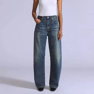 TAOP&ZA 2026 Otoño Invierno Nuevos Jeans de Mezclilla para Mujer, Casuales, Simples, Retro, de Pierna Recta, Transpirables, Estampados, de Cintura Alta - Product Image 1