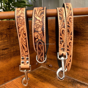 Accessoires personnalisés pour animaux de compagnie Colliers de chien en cuir usiné à la main Laisse de luxe en cuir véritable pour animaux de compagnie - Product Image 5