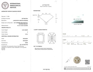 Anillo de Compromiso con Diamante Cultivado en Laboratorio, Corte Radiante de 5 Quilates, Certificado IGI, Oro Blanco de 14K, Chapado en Oro, Halo Oculto, Solitario, Regalo para Mujer - Product Image 2
