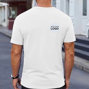 เสื้อยืดคอกลมแขนสั้นผู้ชาย ผ้าฝ้าย ทรงปกติ ระบายอากาศได้ดี ผ้าเจอร์ซีย์ถัก สวมใส่สบาย ไม่มีลายโลโก้ด้านหน้า  แบบรีดร้อน - Product Image 3
