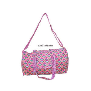 Sac de voyage matelassé vintage 100 % coton pur pour femme, imprimé indien fait main, léger, grande capacité, automne, plage - Product Image 1