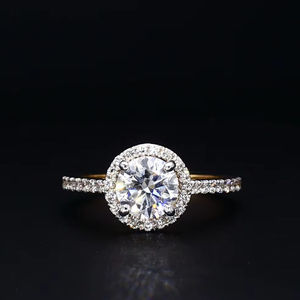 Celestial halo round brilliant <b>diamond</b> engagement <b>ring</b> with pavé accents luxury bridal wedding anniversary fine jewelry - Product Image 1