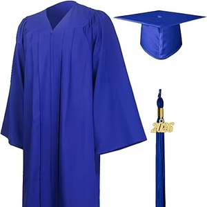 Ensemble Robe de Cérémonie Mate, Toque et Pompon 2026 pour Lycée et Diplôme Universitaire, Tissu 100% Polyester - Product Image 1