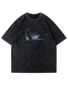 T-shirts pour hommes personnalisés, en coton 100% tricoté, délavé à l'acide, coupe ample, grande taille, avec logo imprimé en sérigraphie, respectueux de l'environnement - Product Image 1