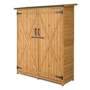 Casetta da Giardino in Legno di Abete dal Design Moderno, Trattata a Pressione, Facile da Montare e Impermeabile, Colore Legno e Verde - Product Image 3