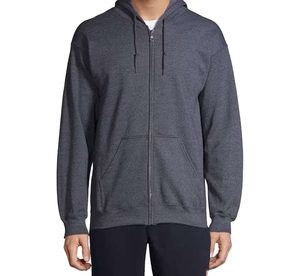 Men's Navy Blue Hooded Sweatshirt <b>Set</b> Solid Color Cotton French Terry Casual Wear Autumn Season Full Zip Design Wholesale - Product Image 3
