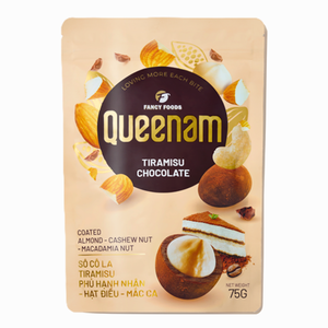 Venta al por mayor de fábrica: Dragees de chocolate de 75 g con sabor a Tiramisú, recubiertos de chocolate, con almendras, anacardos y nueces de macadamia, HALAL, OEM/ODM, ¡Gran oferta a buen precio! - Product Image 1