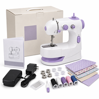 Kit de mini machine à coudre motorisée DIY pour projets textiles avec table d'extension, ensemble de fils et pédale pour les artisans à domicile