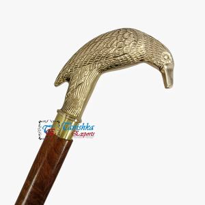 Bastón de madera marrón con mango de cabeza de cuervo de latón pulido hecho a mano, estilo vintage, ideal para senderismo y camping, regalo perfecto. - Product Image 4