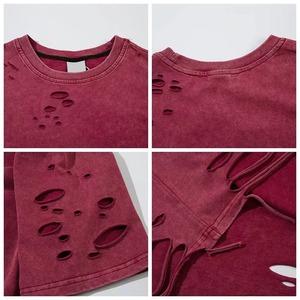 เสื้อยืดผู้ชายสไตล์วินเทจทรงโอเวอร์ไซส์ ล้างสีแบบแอซิดวอช ผ้าฝ้าย 100% สไตล์ฮิปฮอป สตรีทแวร์ ลายสโตนวอช - Product Image 2