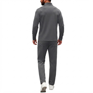 Conjunto Deportivo Formal para Hombre, 100% Algodón, Manga Larga, Cierre de Cremallera, Ropa de Otoño, Transpirable, Cuello Alto Tejido - Product Image 4