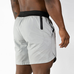 Shorts de sport pour hommes de haute qualité, nouvelle collection, respirants, en maille unie, taille haute, avec empiècements, recyclés, séchage rapide - Product Image 3