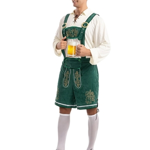 Pantalones Cortos Bávaros de Cuero Verde para Hombre, Más Vendidos, con Bordado, Cintura Media, Casuales, Tejidos y Transpirables - Product Image 3