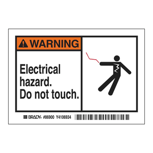 Étiquettes d'avertissement de risque électrique Brady durables et résistantes à la chaleur, finition mate pour panneaux et équipements haute tension - Product Image 1
