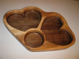Bandeja de Servir de Madera Oscura Tallada a Mano con Diseño de Búho, Dos Compartimentos, Redonda, Moderna, Ecológica, para Aperitivos y Bocadillos - Product Image 2