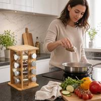 Étagère à épices pliable en bambou avec quatre niveaux, organisateur de rangement multifonctionnel pour les bouteilles d'épices
