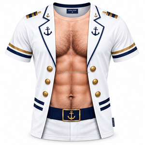 Camiseta Personalizada por Sublimación, Diseño 3D de Capitán de Marina, Divertida para Fiestas, Secado Rápido, Poliéster, Venta al Por Mayor, OEM - Product Image 1