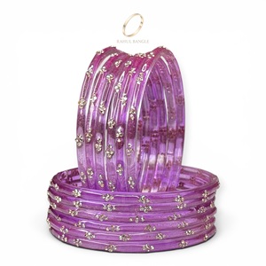 Premium Selling Modern Kashmiri Lavender Fashion Indian Jewelry Raindrop Glass <b>Bangles</b> Crystal for Women Wholesale Price - Product Image 3