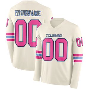 Maillot de football américain personnalisé à manches longues, respirant, col en V, tissu haute performance en spandex/polyester 220g, personnalisable - Product Image 2