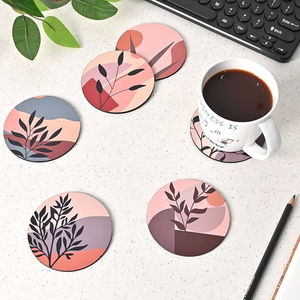 Ensemble de sous-verres élégants en MDF émaillé imprimé, faits à la main, organisateur de table multifonctionnel, sets de table pour café et boissons - Product Image 3