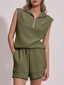 Ensemble décontracté deux pièces pour femme : débardeur en maille et short ample tricoté avec fermeture éclair – Collection Printemps-Été - Product Image 5