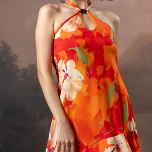 Hermoso y cómodo vestido largo maxi indio de lino y algodón hecho a mano de la mejor calidad para mujer, con cuello en V profundo, ideal para bodas. - Product Image 1