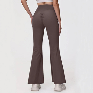 Top Quality High Waisted Full Length <b>Flare</b> Yoga Pants Solid Color Stacked Leg Workout Gym <b>Leggings</b> For Women's - Product Image 2