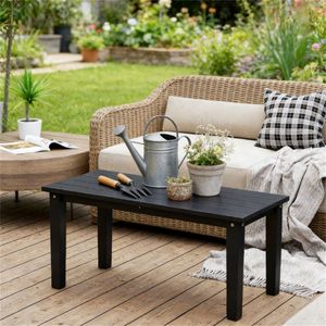 Table à manger rectangulaire noire pour terrasse extérieure, jardin ou café - Product Image 1