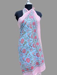 Paréo de plage imprimé à la main, motif floral unique, 100 % coton doux, écologique, respirant, grande taille, vente en gros, 1 pièce - Product Image 2