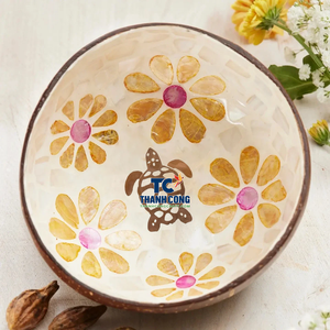 Bol en nacre de noix de coco pas cher, fabriqué au Vietnam, faible MOQ, incrustation de coquillages, cadeau souvenir, vente en gros, prix réduit, approvisionnement en vrac - Product Image 1