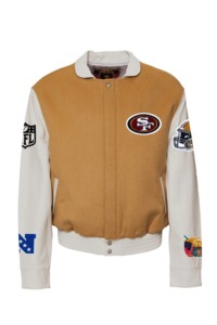 SAN FRANCISCO 49ERS WOOL & LEATHER VARSITY <b>JACKET</b> CAMWHT - AR - Product Image 1