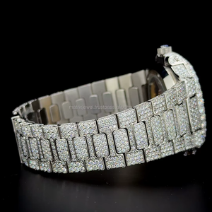 Montre Hip Hop pour homme 41 mm avec diamants Moissanite VVS 1 de qualité supérieure, mouvement automatique à quartz, or blanc. - Product Image 4