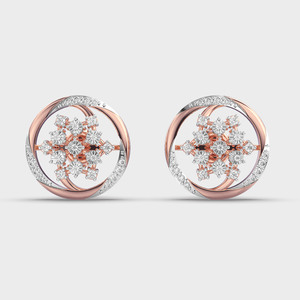 IGI Certified Lab Grown Diamond Floral Cluster Stud <b>Earrings</b> 14K Yellow / White / Rose Gold Round Halo Swirl Designer <b>Earrings</b> - Product Image 5