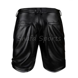 Pantalones Cortos de Cuero para Hombre, Uso Casual Diario, Corte Relajado con Cintura Ajustable con Cordón, Pantalones Cortos de Cuero Suaves y Transpirables - Product Image 3