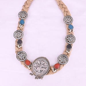 Handcrafted Tribal Jute Rope <b>Statement</b> <b>Necklace</b> - Product Image 1