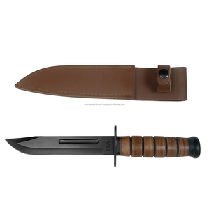 440 Stainless Steel Blade Real <b>Leather</b> Wrapped Handle Kabar 1217 Knife Fixed Blade Knife - Product Image 5