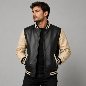 Veste en cuir élégante pour hommes, vente en gros, couleur personnalisée, 100% cuir de vache, veste en cuir slim personnalisée pour hommes - Product Image 1
