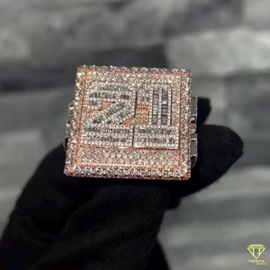 <b>Men</b> Luxury Hip Hop Square <b>Ring</b> Rose Gold Plated Micro Pave Moissanite Diamond Bling Fashion Jewelry Wholesale - Product Image 5
