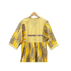 ชุดเดรสพิมพ์ลายเสือใหม่ชุดเดรสยาวผ้าฝ้ายบล็อกมือพิมพ์ลายบล็อกฤดูร้อนชุดปาร์ตี้ของขวัญสำหรับผู้หญิง - Product Image 5