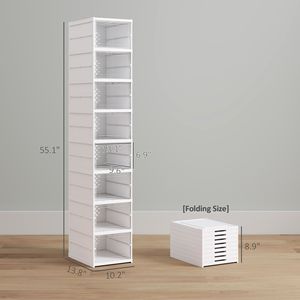 Set di 8 Scatole Bianche per Scarpe, Pieghevoli e Impilabili con Sportello Trasparente, Nessun Assemblaggio Richiesto, Adatte per Taglia 10, Organizzatore per Scarpe in Plastica - Product Image 3