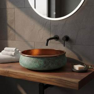 Lavabo Redondo Decorativo de Cobre para Baño, Lavamanos de Lujo Hecho a Mano, Colección Premium para Mejorar el Estilo del Mueble de Baño - Product Image 4