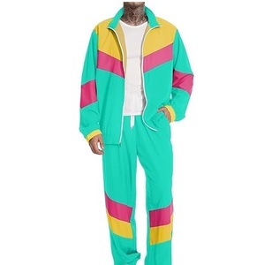 Hot Selling OEM Custom Men's <b>Twins</b> Windbreaker Trouser <b>Set</b> Workout Running Joggers <b>Set</b> Color block Windbreaker 2pcs <b>Set</b> For Mens - Product Image 2
