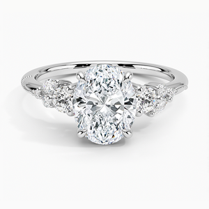 Anillo de Compromiso de Moissanita con Tres Piedras Camellia, Corte Ovalado, Estilo Vintage, Anillo de Plata Chapado en Oro de 14K con Certificado GRA - Product Image 5